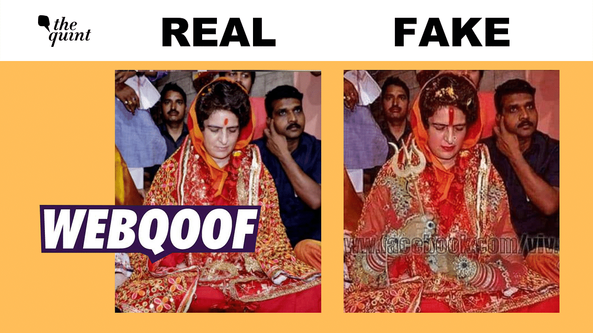 That's Not a Real Image of Priyanka Gandhi's Temple Visit, It's Altered!
