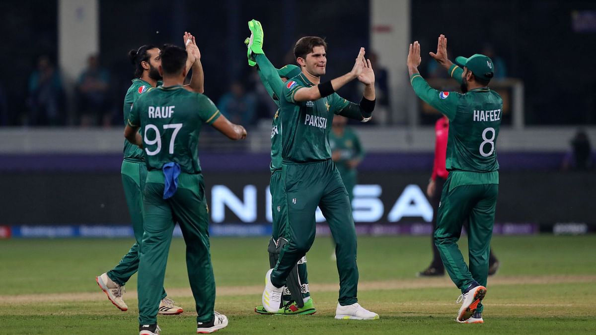 <div class="paragraphs"><p>Shaheen Afridi celebrates a wicket at the 2021 T20 World Cup</p></div>