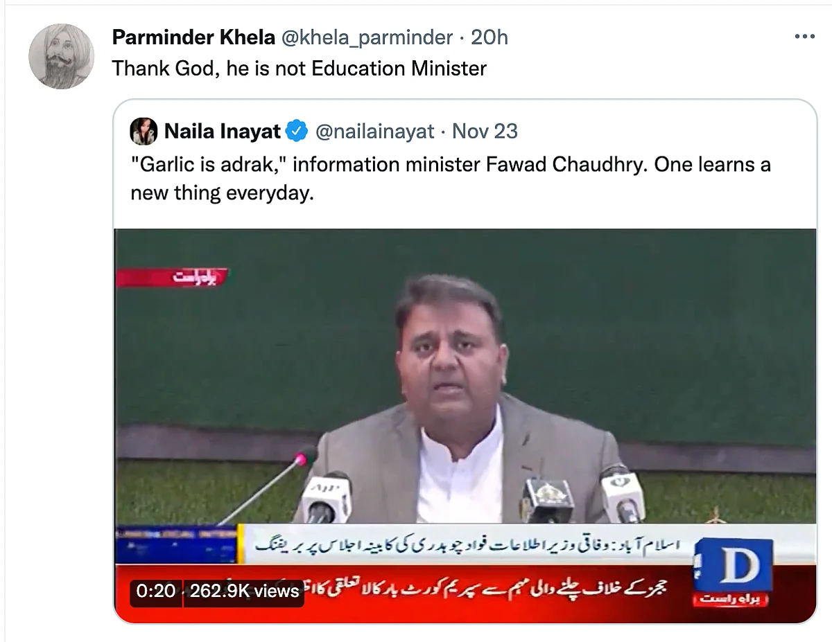 Twitter Finds Its Entertainment for the Day as Pak Minister Calls Garlic ‘Adrak’