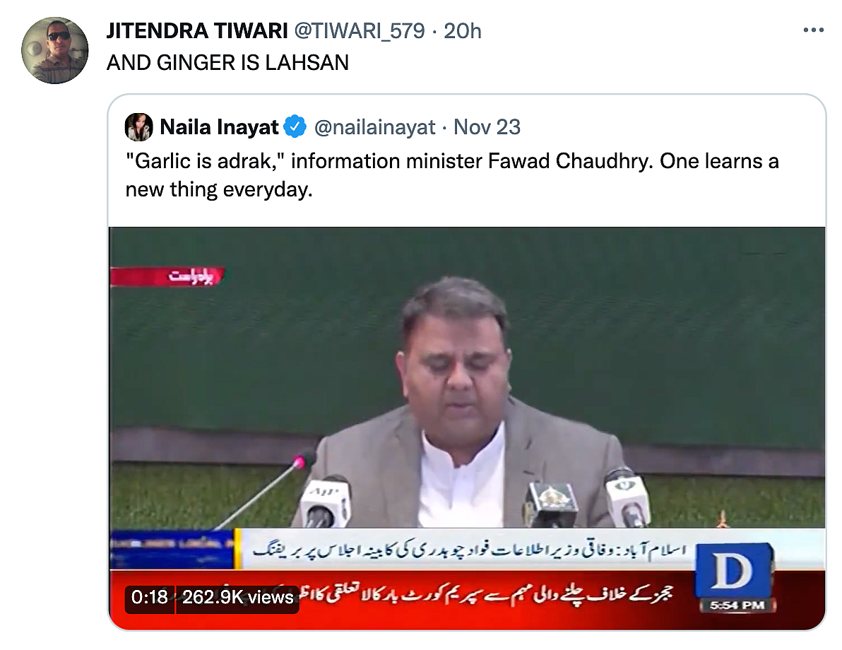 Twitter Finds Its Entertainment for the Day as Pak Minister Calls Garlic ‘Adrak’