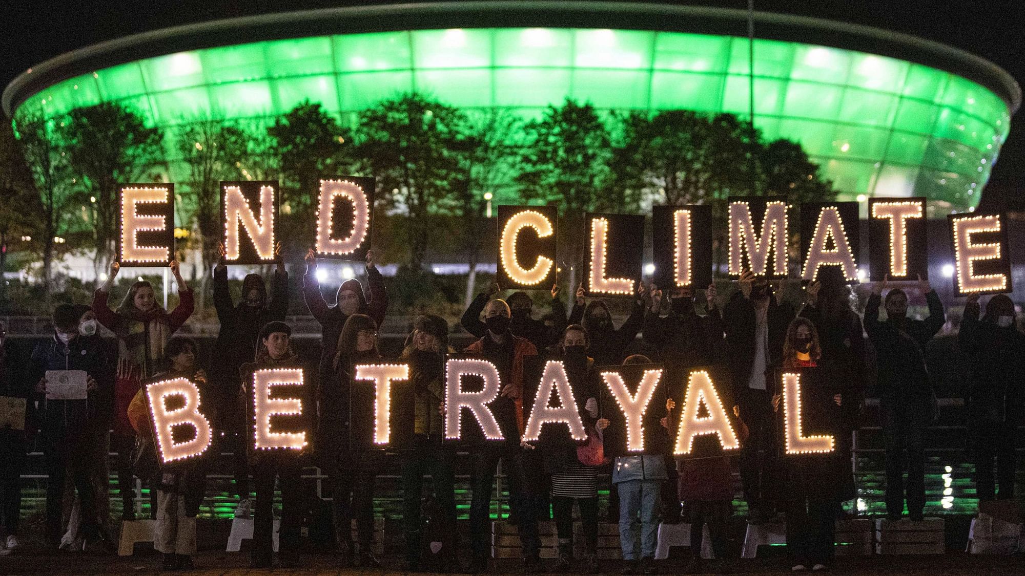 <div class="paragraphs"><p>Climate Youth activists, Indigenous people, and parents call on leaders to "End Climate Betrayal," marking the end of the COP26 Leaders Summit, 2 November.</p></div>