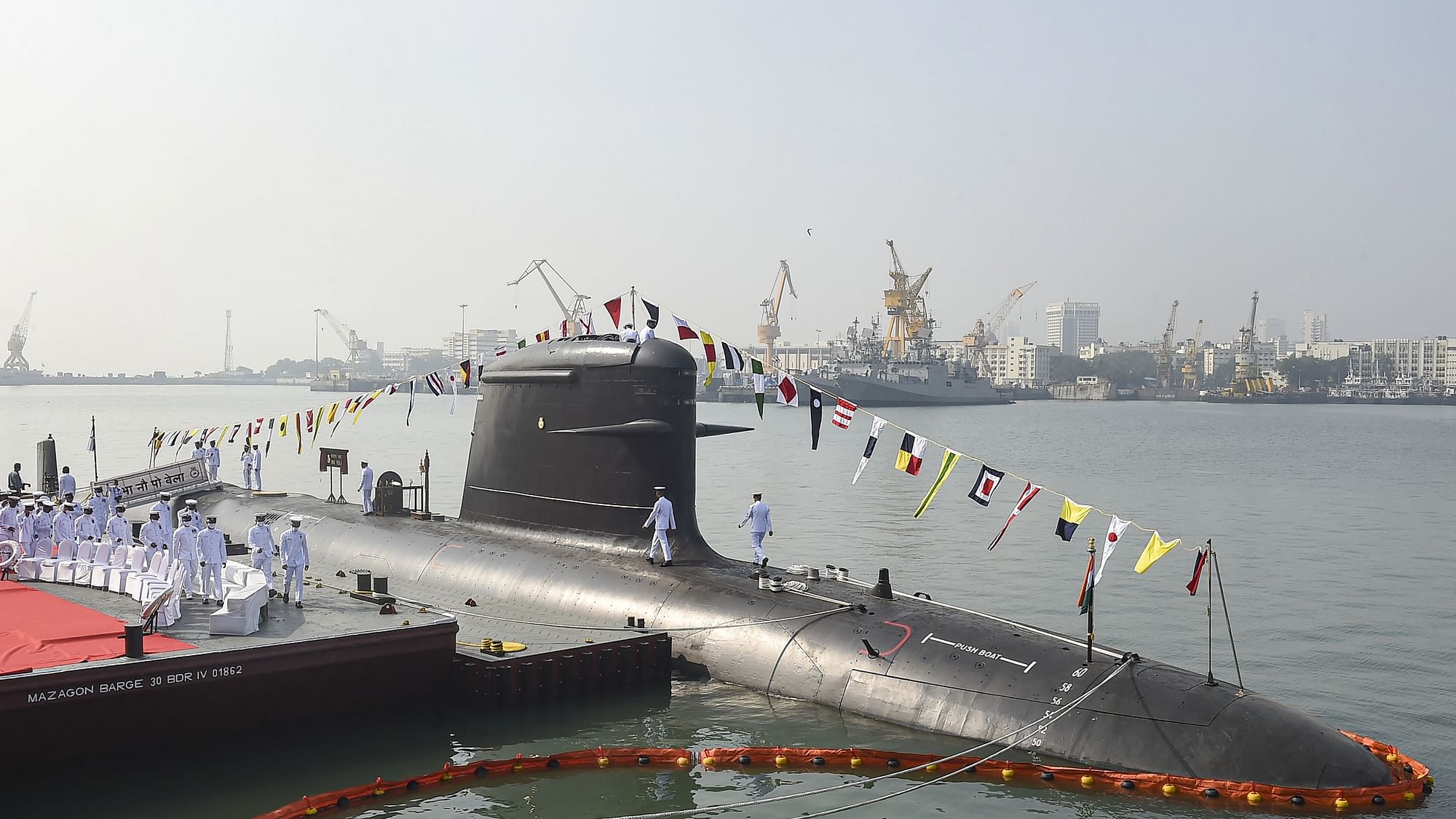 <div class="paragraphs"><p>The Indian Navy on Thursday, 25 November commissioned a brand new submarine, built by the government owned Mazagon Dock Shipbuilders Ltd or MDL at the Naval Dockyard in Mumbai in the presence of Admiral Karambir Singh, Chief of the Naval Staff.</p></div>