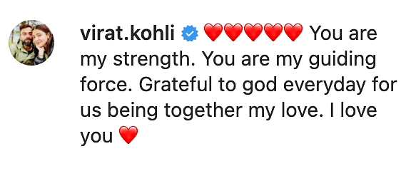 Anushka Sharma took to Instagram to post a photo of her & Virat Kohli and pen a note.