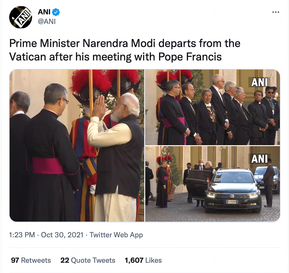 Both photos of PM Modi's visit to the Vatican were morphed to make the convoy look like taxis.