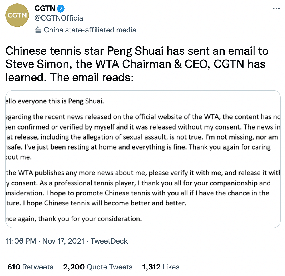 Peng Shuai Case & China's Propaganda Machine: Why Xi Doesn't Care What We Think