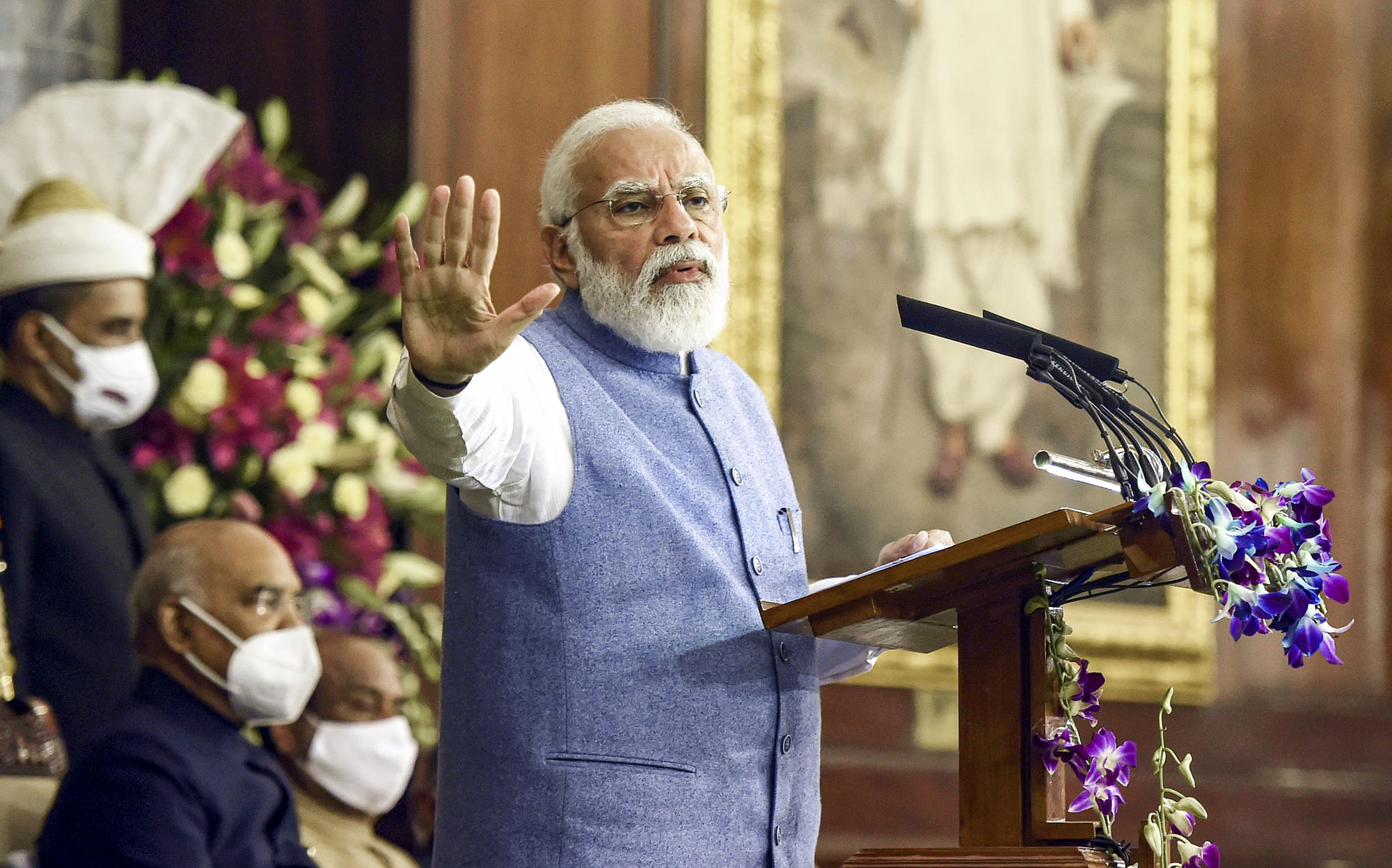 <div class="paragraphs"><p>New Delhi: Prime Minister Narendra Modi addresses a function to commemorate the Constitution Day at Parliament, in New Delhi, Friday.</p></div>