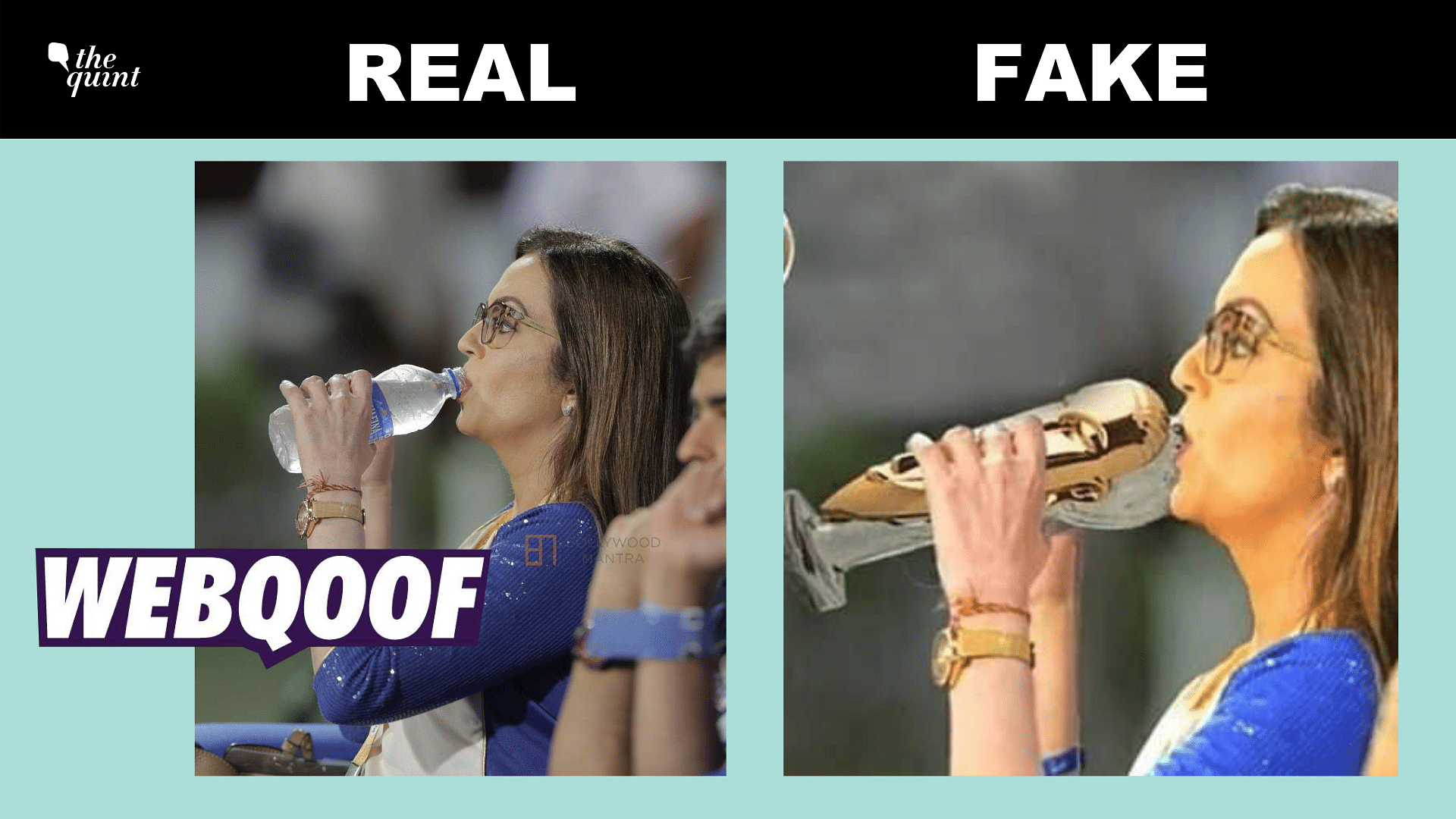 <div class="paragraphs"><p>The photo was altered to include a bottle of luxury water in Nita Ambani's hands.</p></div>