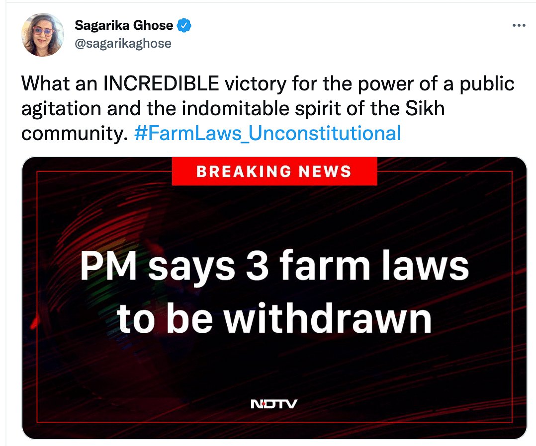 PM Modi on 19 November announced that three farm laws would be repealed and asked farmers to end the protests.