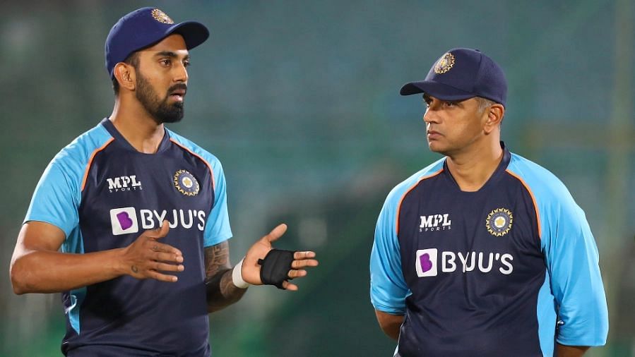 <div class="paragraphs"><p>T20I Vice Captain, KL Rahul with Head coach Rahul Dravid.</p></div>