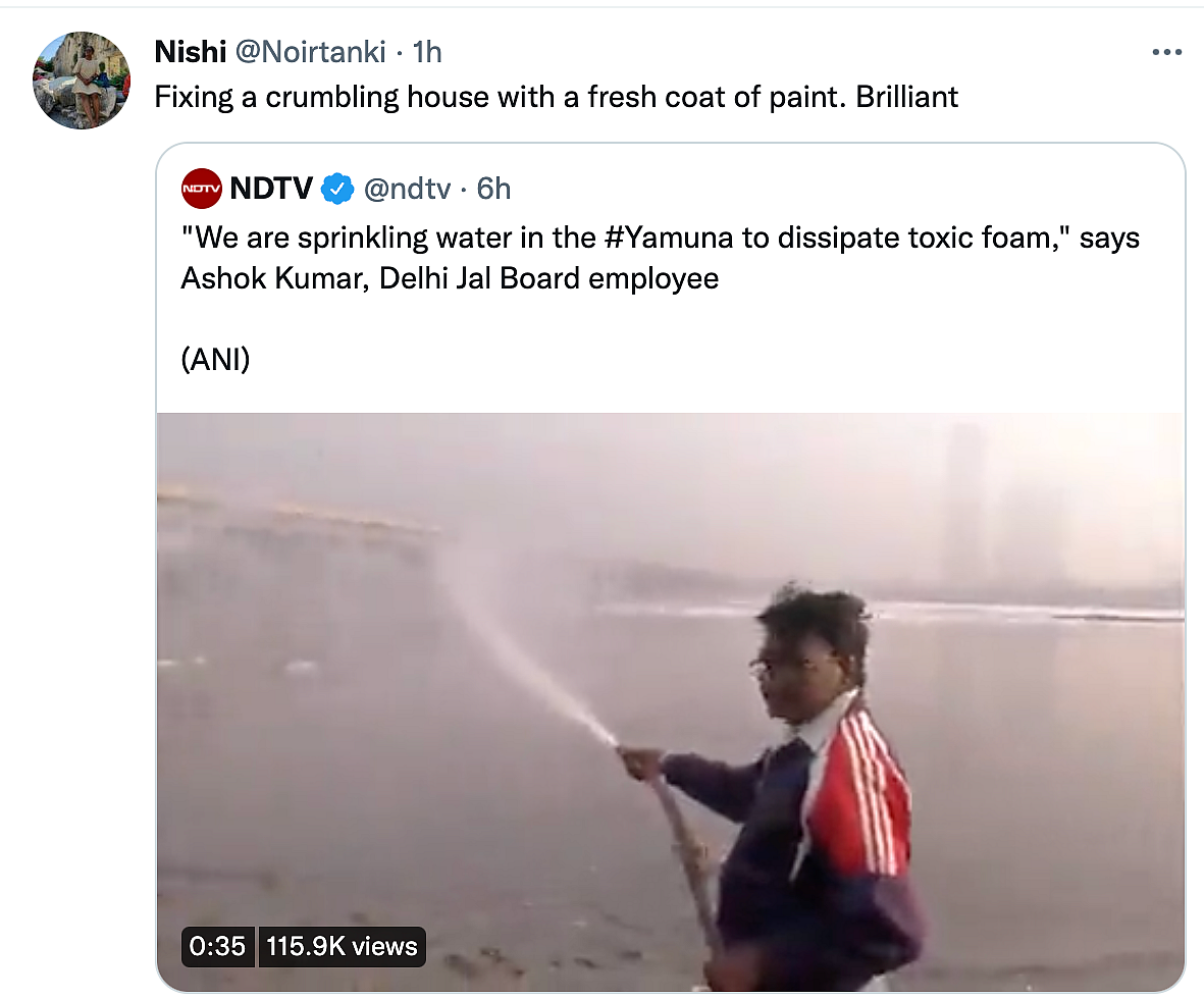 'RIP Science': Govt Sprays Water in Yamuna to Curb Toxic Foam, Twitter Reacts