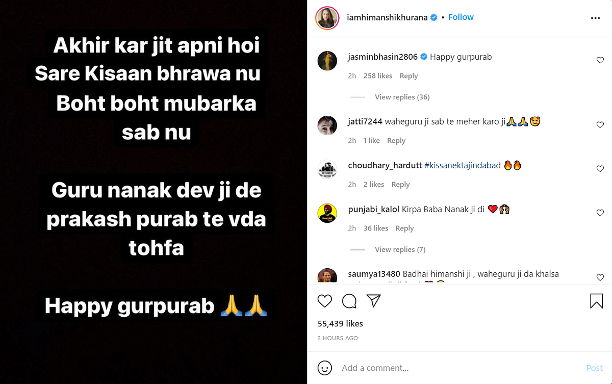 Taapsee Pannu wished her fans a happy Gurupurab, and Richa Chadha said India has lot to learn from its farmers.