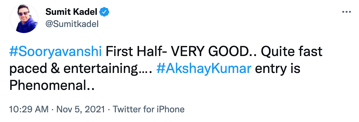 Here's what Twitter thought about 'Sooryavanshi'.