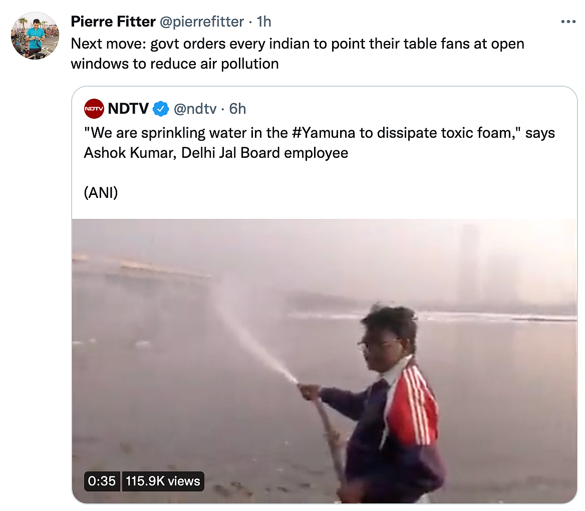 'RIP Science': Govt Sprays Water in Yamuna to Curb Toxic Foam, Twitter Reacts