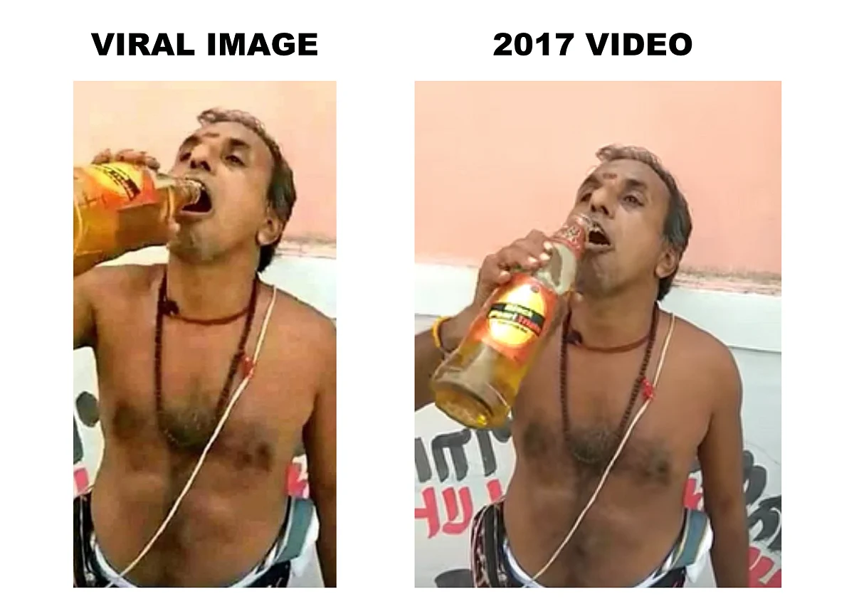 <div class="paragraphs"><p>Left: Viral image. Right: Screenshot from the 2017 video. </p></div>