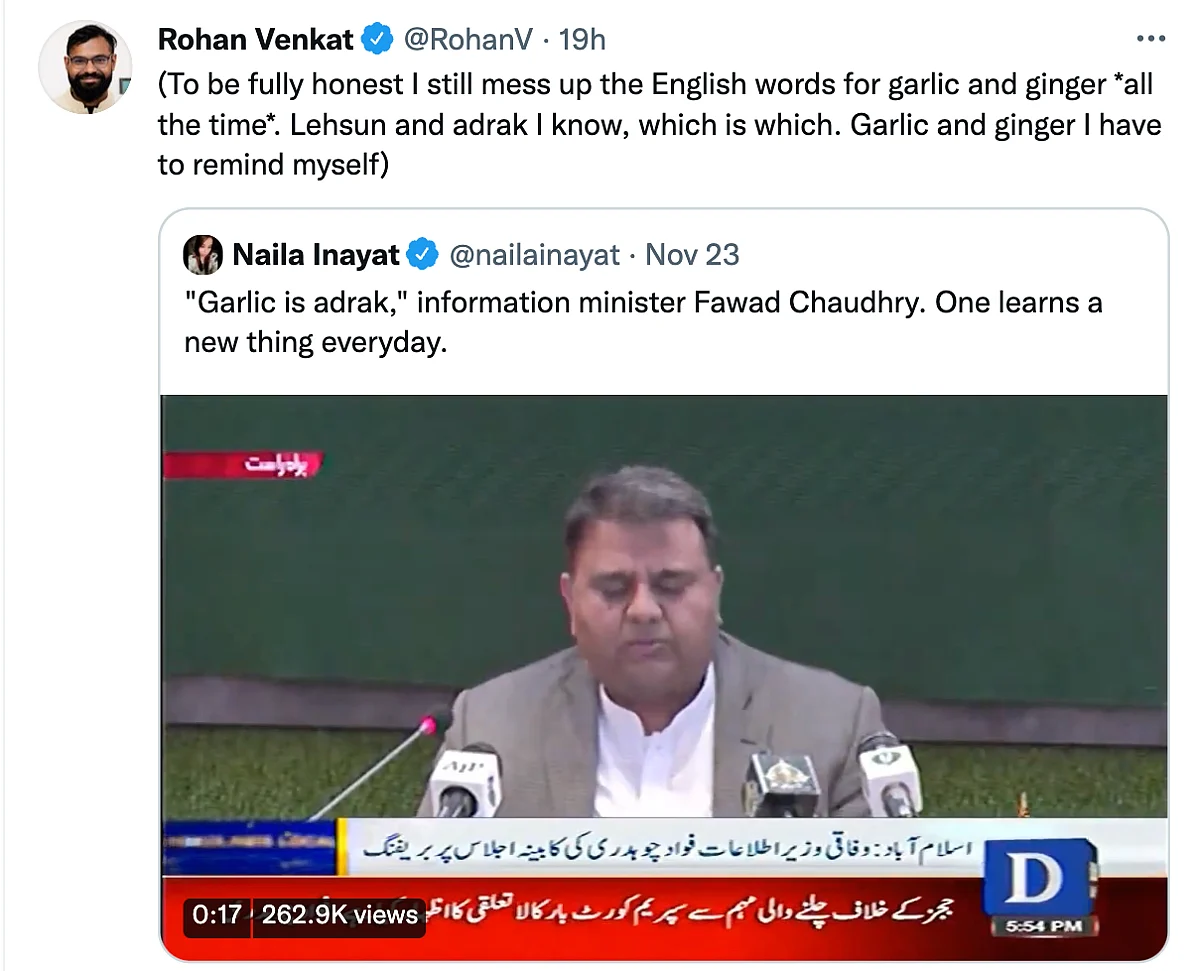 Twitter Finds Its Entertainment for the Day as Pak Minister Calls Garlic ‘Adrak’