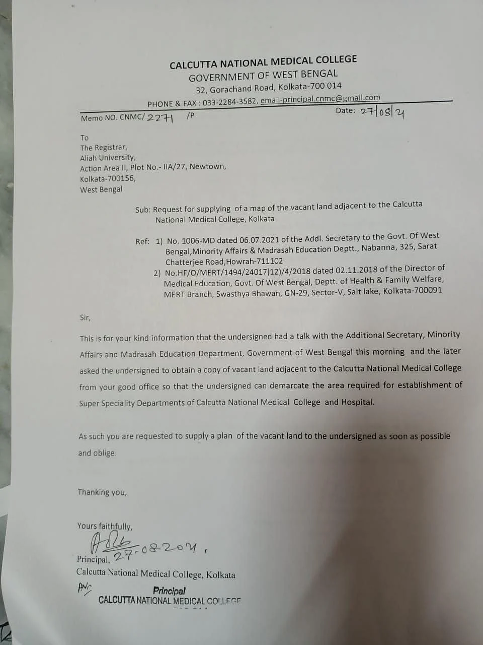 <div class="paragraphs"><p>Letter principal of CNMC to Aliah University</p></div>