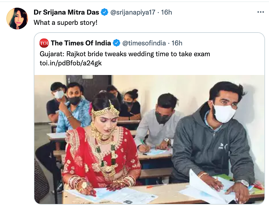 Bride Appearing for Exams Before Marriage Gets Lauded Online