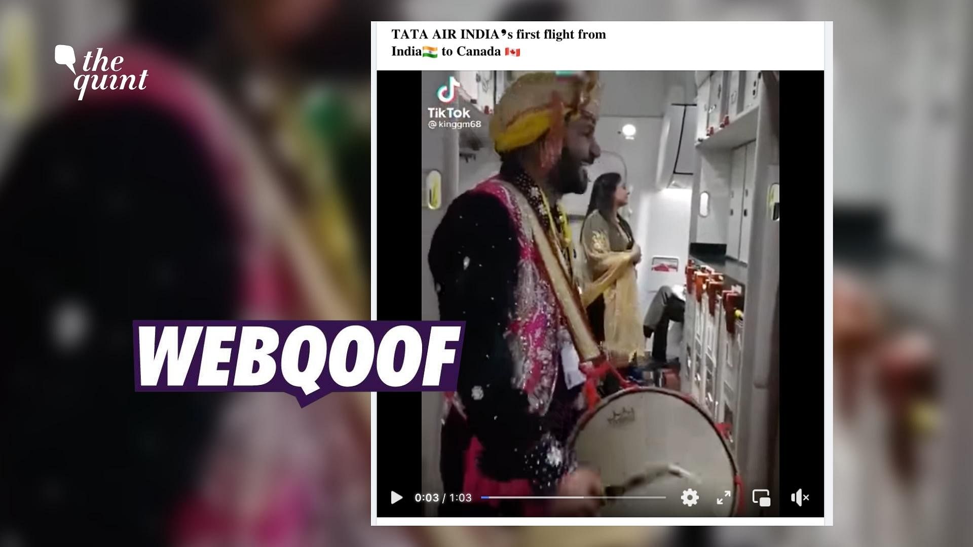 <div class="paragraphs"><p>The claim states that Bhangra was performed inside an Air India India to Canada flight.&nbsp;</p></div>
