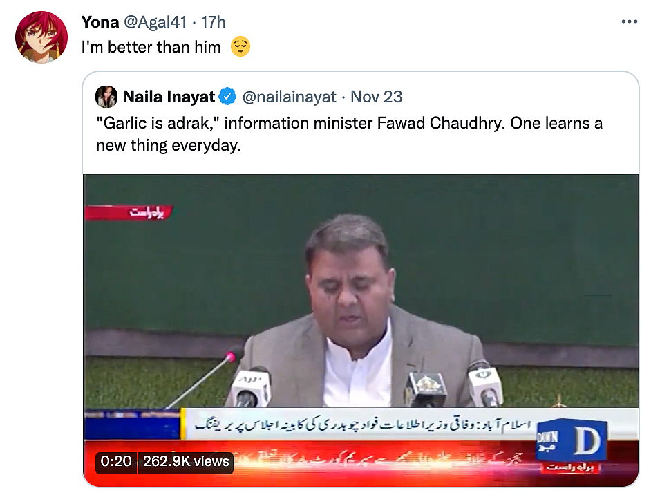 Twitter Finds Its Entertainment for the Day as Pak Minister Calls Garlic ‘Adrak’