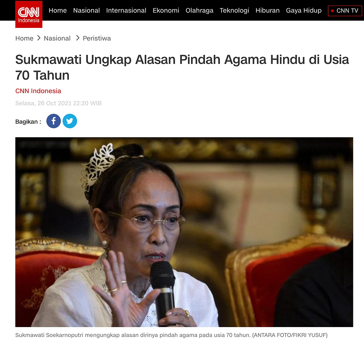 <div class="paragraphs"><p>Sukmawati Sukarnoputri had converted to Hinduism. </p></div>