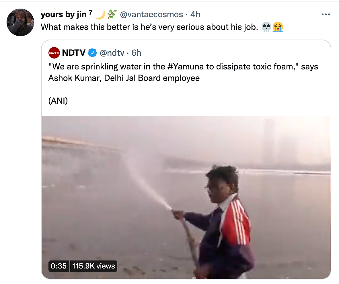'RIP Science': Govt Sprays Water in Yamuna to Curb Toxic Foam, Twitter Reacts