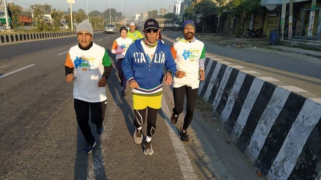 <div class="paragraphs"><p>Kumar Ajwani, 61, is on a mission to run from Jammu and Kashmir to Kanyakumari, covering a total distance of 4,444 kilometre over a period of 76 days.</p></div>