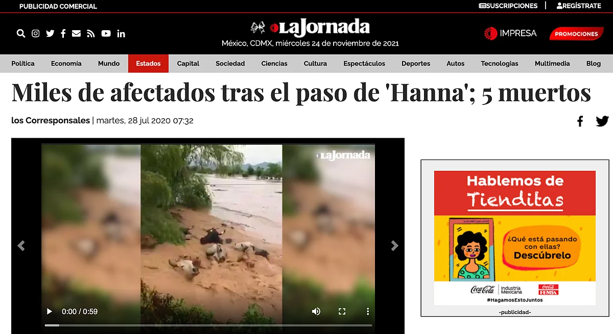<div class="paragraphs"><p>A Mexico-based newspaper carried the visuals in 2020.</p></div>