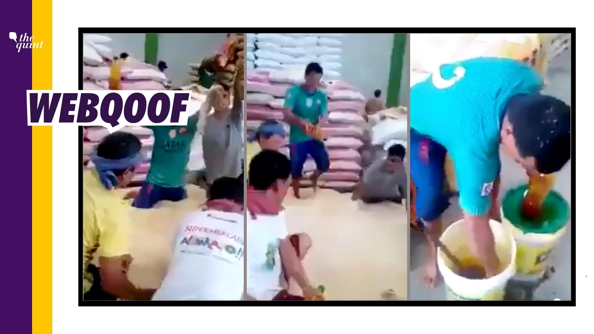 <div class="paragraphs"><p>A video from Peru showing people mixing something in rice has been shared with a communal spin.&nbsp;</p></div>