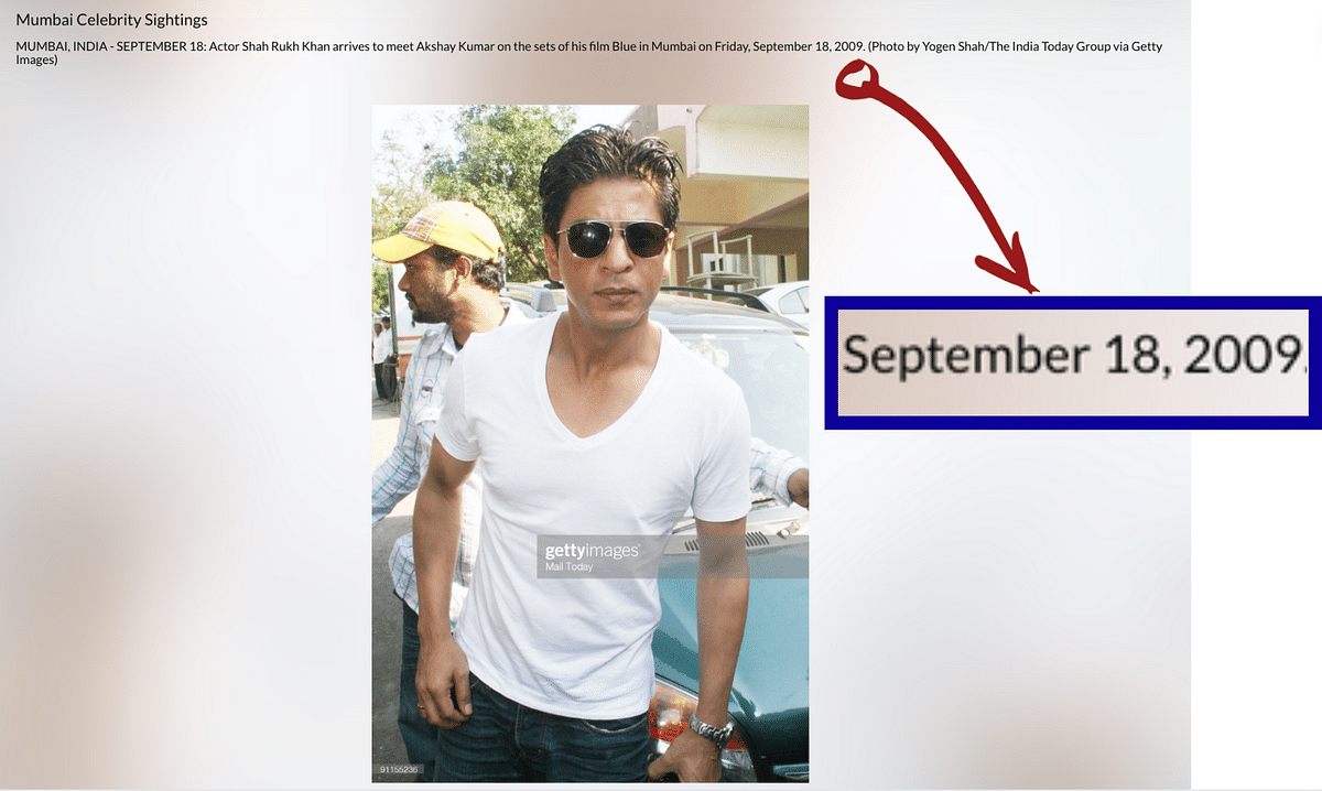 The original image dates back to 2009 when Shah Rukh Khan visited the sets of film Blue to meet Akshay Kumar.