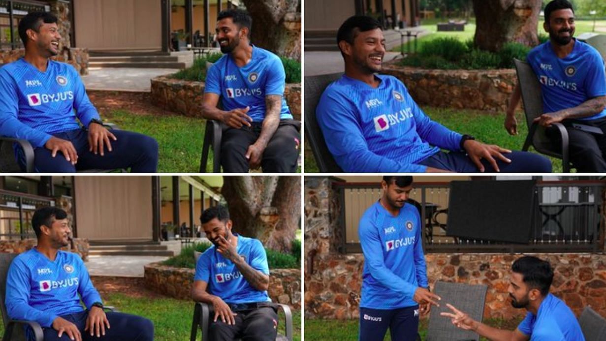 <div class="paragraphs"><p>Stills from BCCI's interview of KL Rahul and Mayank Agarwal's cricket journey.</p></div>