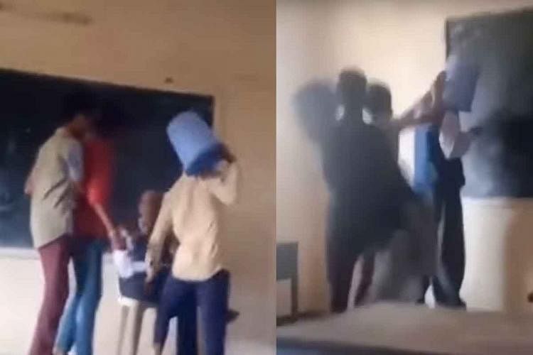 <div class="paragraphs"><p>A disturbing video of Class 10 students of a school in Karnataka's Davanagere harassing an elderly teacher in the classroom by putting a dustbin on his head has gone viral on social media.</p></div>