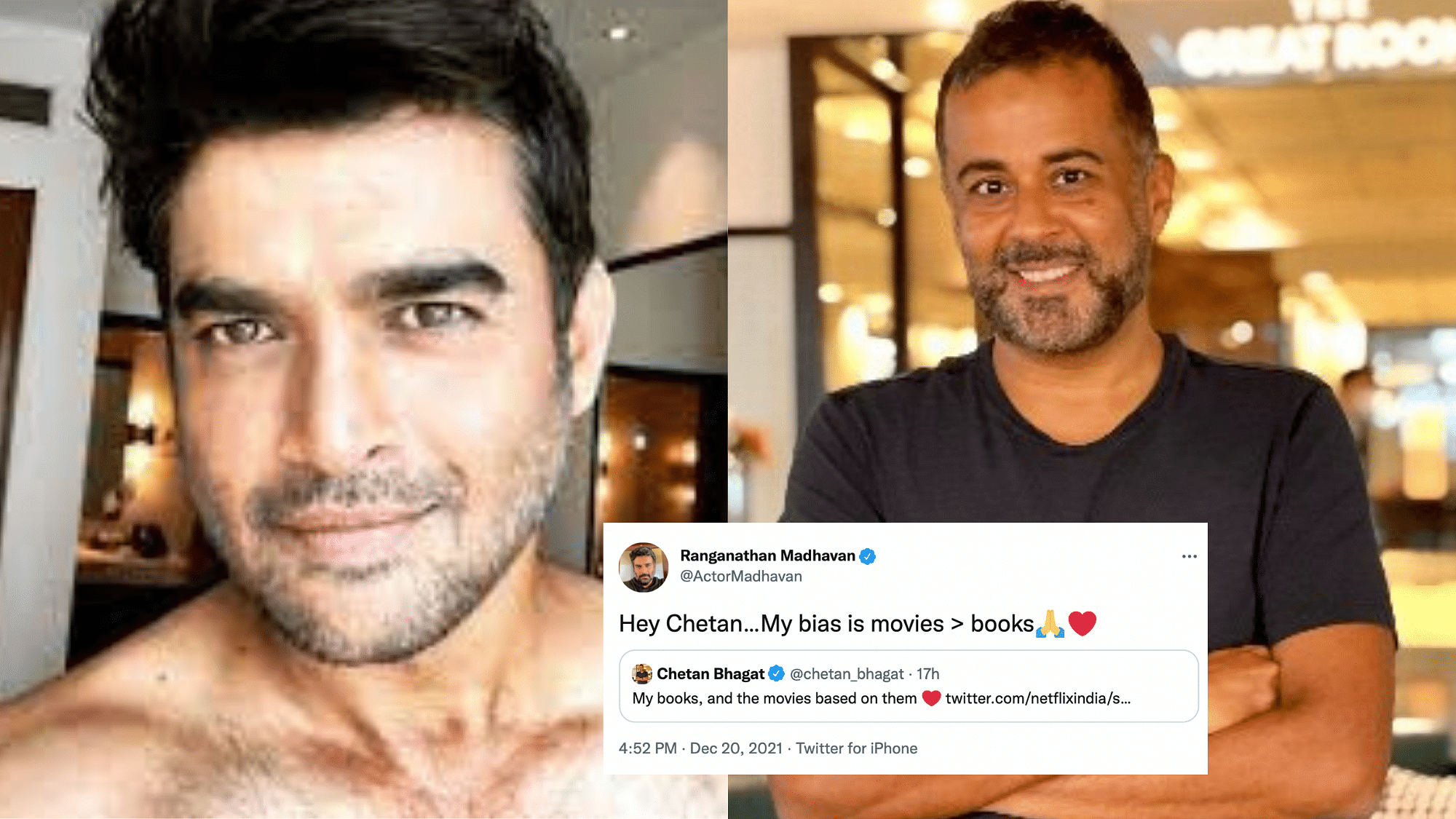 <div class="paragraphs"><p>Chetan Bhagat and R Madhavan fight on Twitter as part of a promotion stunt for Netflix show 'Decoupled'.</p></div>