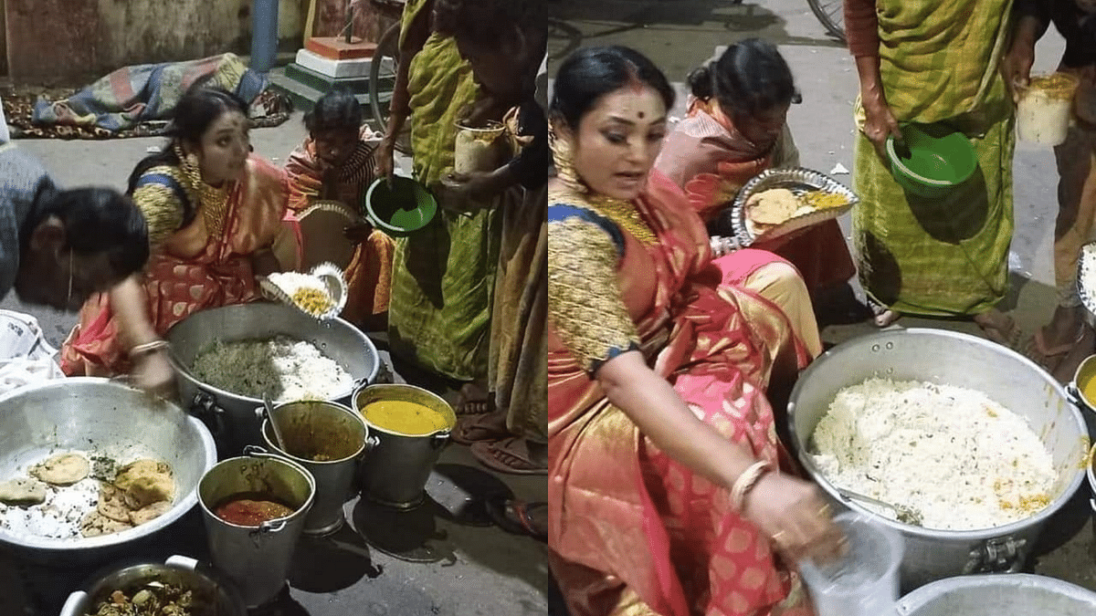 Woman Distributes Leftover Wedding Food to the Needy, Wins Hearts Online