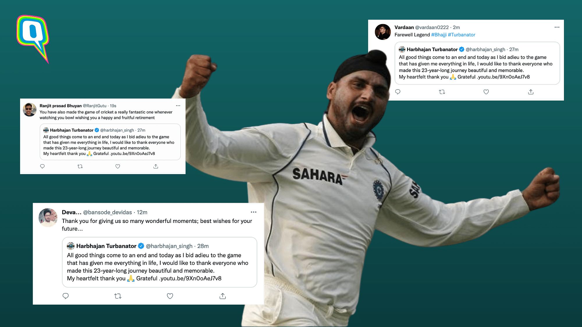 <div class="paragraphs"><p>Harbhajan Singh announces retirement from all forms of cricket.</p></div>