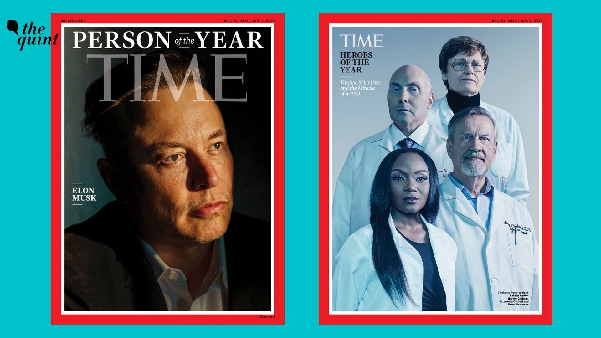 <div class="paragraphs"><p>Entrepreneur and business magnate Elon Musk was on Monday, 13 December announced as <em>Time</em> <em>Magazine</em>’s 2021 'Person of the Year'. Meanwhile, vaccine scientists Kizzmekia Corbett, Barney Graham, Katalin Kariko and Drew Weissman were announced Time Magazine’s 2021 'Heroes of the Year'. <br></p></div>
