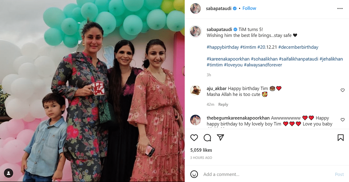 Kareena Kapoor called her son Taimur her 'tiger' in the post's caption. 