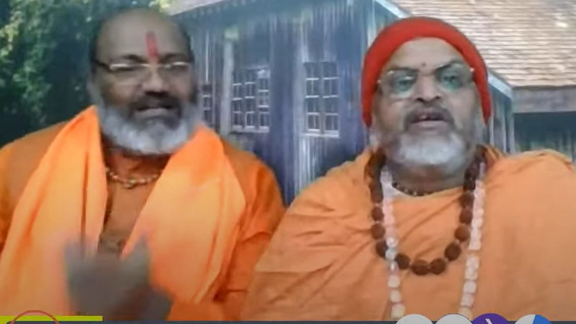 <div class="paragraphs"><p>Yati Narsinghanand (left) with Swami Amritanand during the Youtube live session on Friday, 24 December.</p></div>