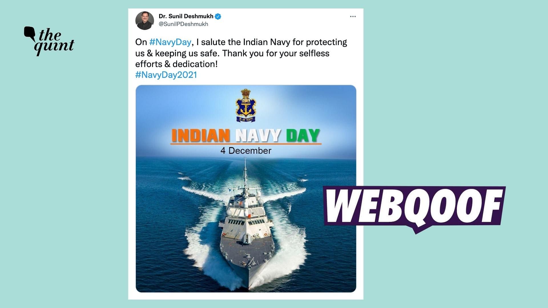 <div class="paragraphs"><p>The photo of&nbsp;a Freedom-class littoral combat ship for the United States Navy is shared to wish on Indian Navy Day.</p></div>