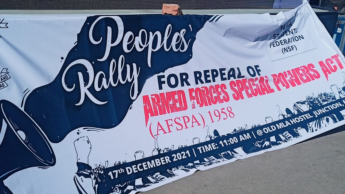 Protesters marched with banners and placards that said, “repeal AFSPA” and “nagas are not terrorists”.