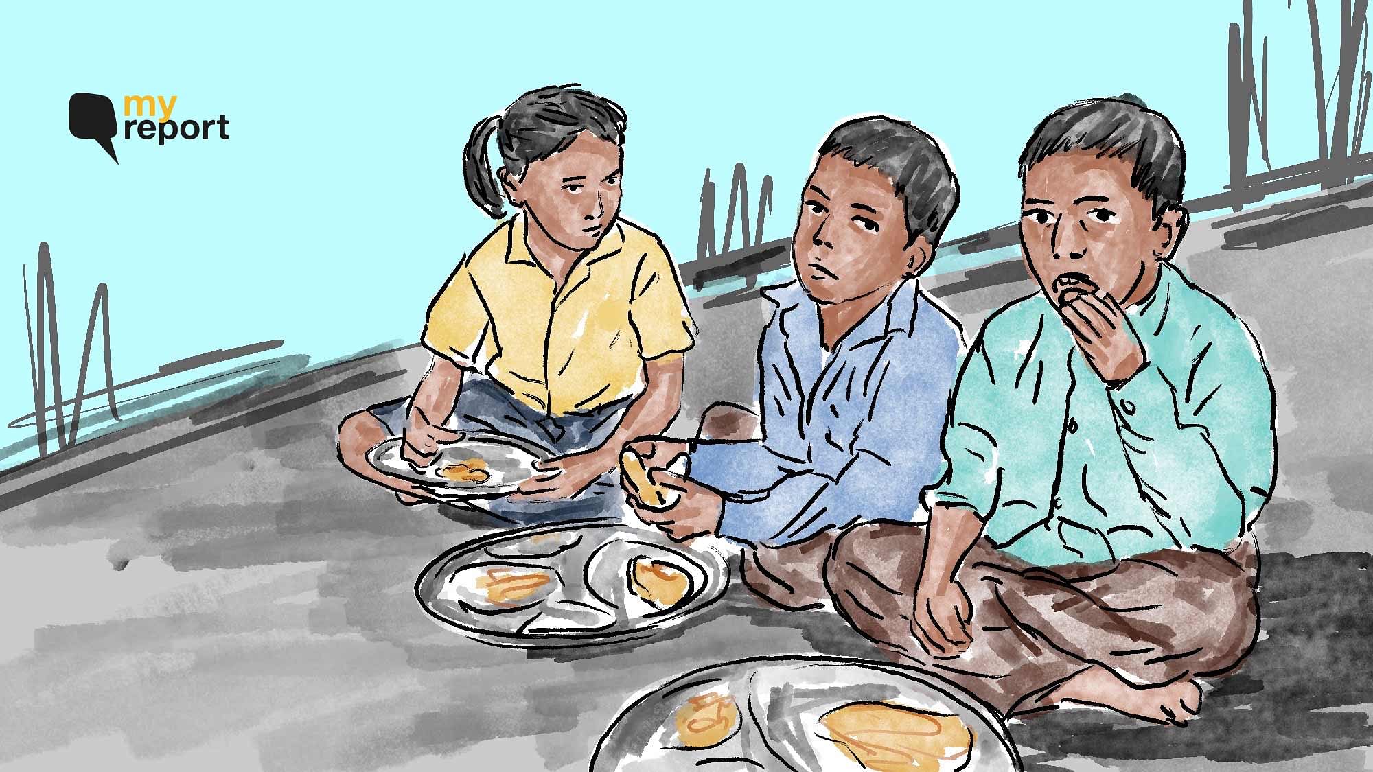 <div class="paragraphs"><p>Kids at Ghazipur border eating at the farmers' protest site.</p></div>