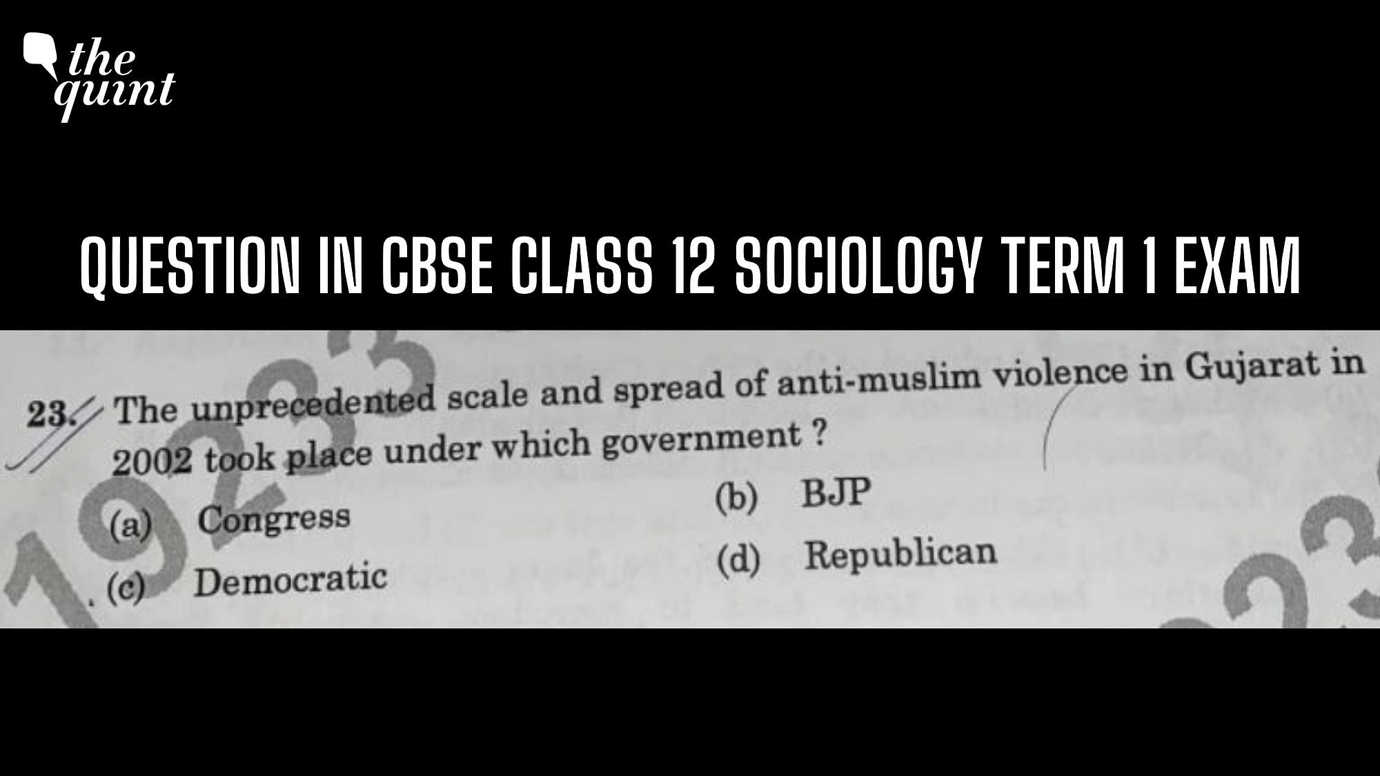 <div class="paragraphs"><p>The question that the CBSE has termed "inappropriate and in violation of the CBSE guidelines".</p></div>