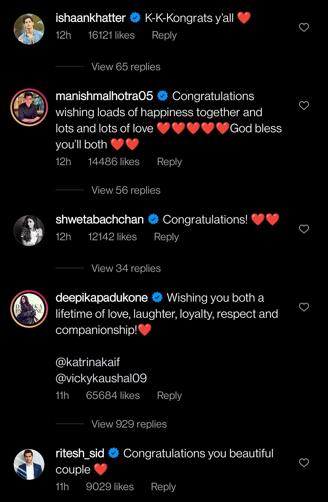 'Here’s raising a toast to the most gorgeous couple I know,' Neha Dhupia wished Katrina and Vicky.