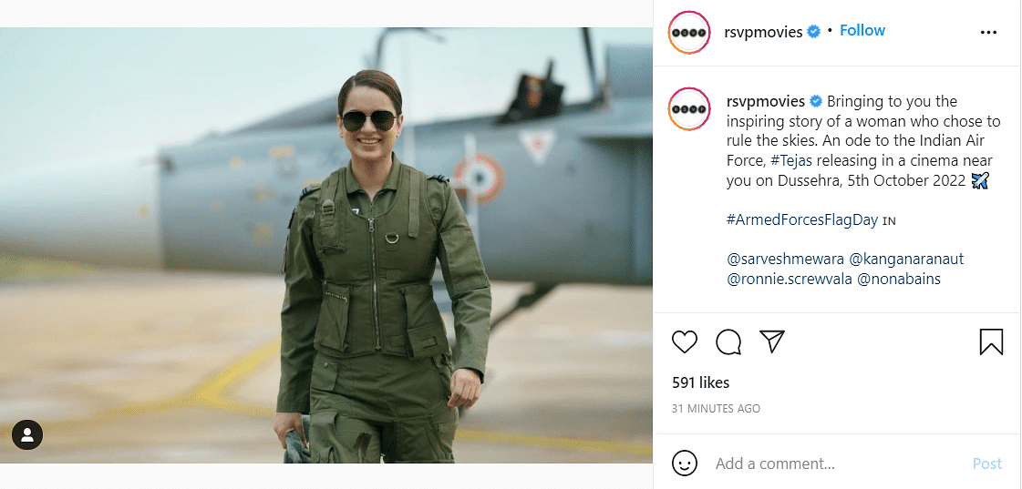 Kangana Ranaut plays the role of an Indian Air Force pilot Tejas Gill in 'Tejas''