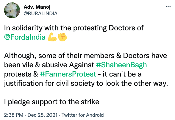 Meanwhile, some netizens shed light on the doctors' silence on previous social movements in the country.