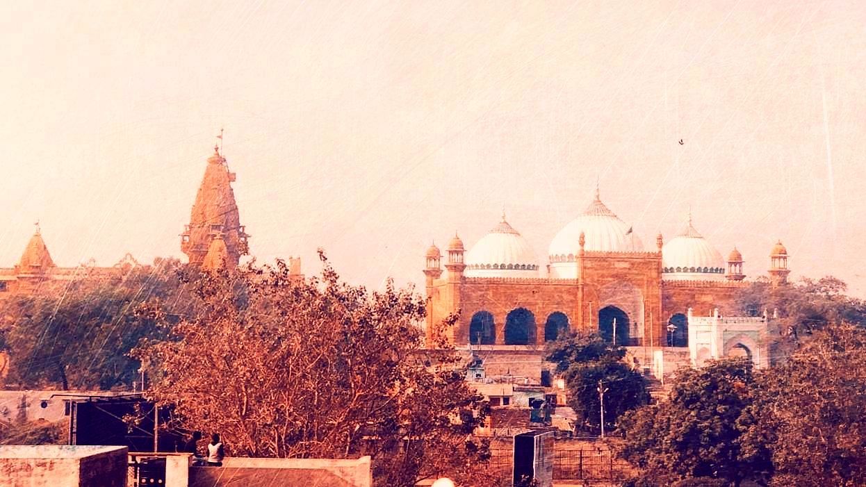 <div class="paragraphs"><p>The temple and the mosque at the heart of the controversy in Mathura, right next to each other.</p></div>