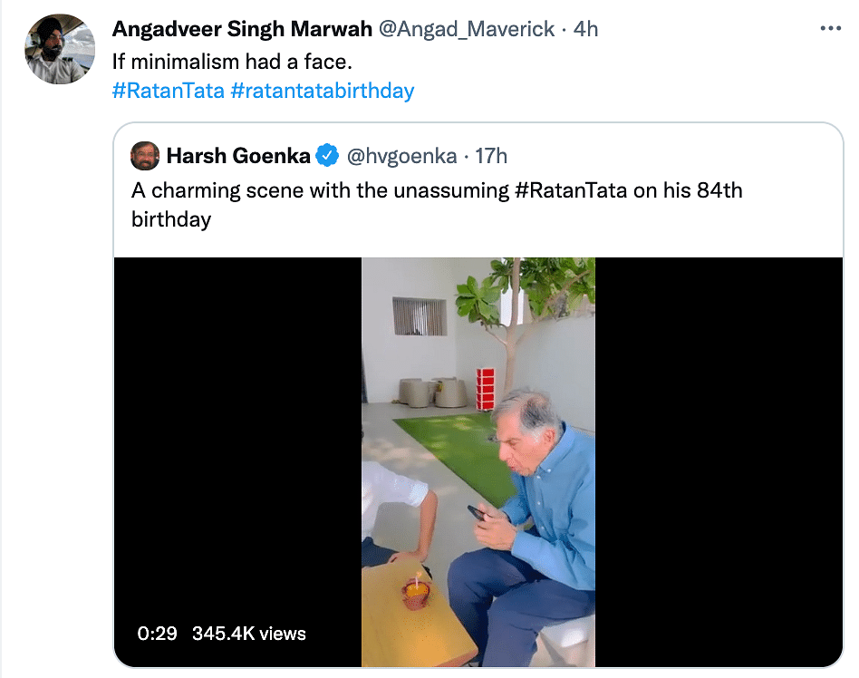 Ratan Tata was seen celebrating his 84th birthday with a young employee and a cupcake.