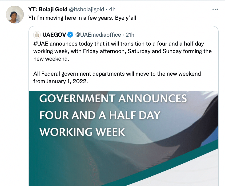 ‘Need to Move’: Twitter Reacts as UAE Announces Four and Half-Day Work Week