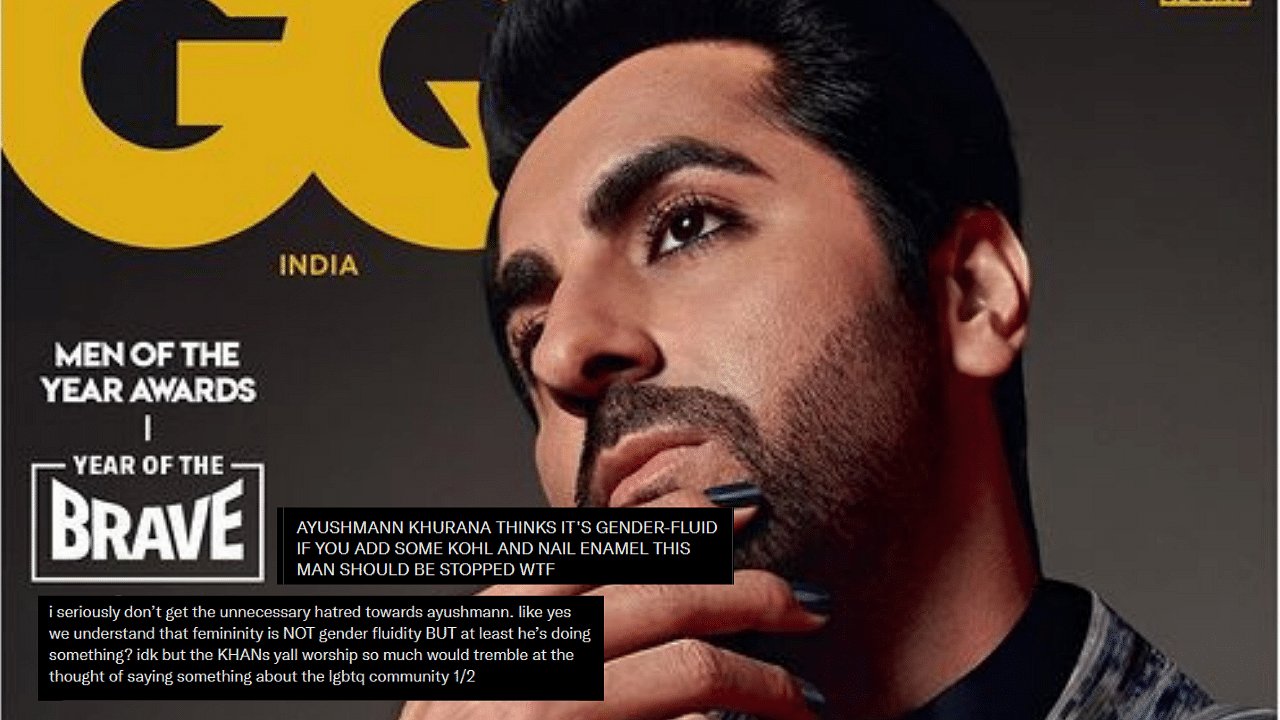 <div class="paragraphs"><p>Ayushmann Khurrana shared his GQ cover with the caption, 'Gender Fluid.'&nbsp;</p></div>