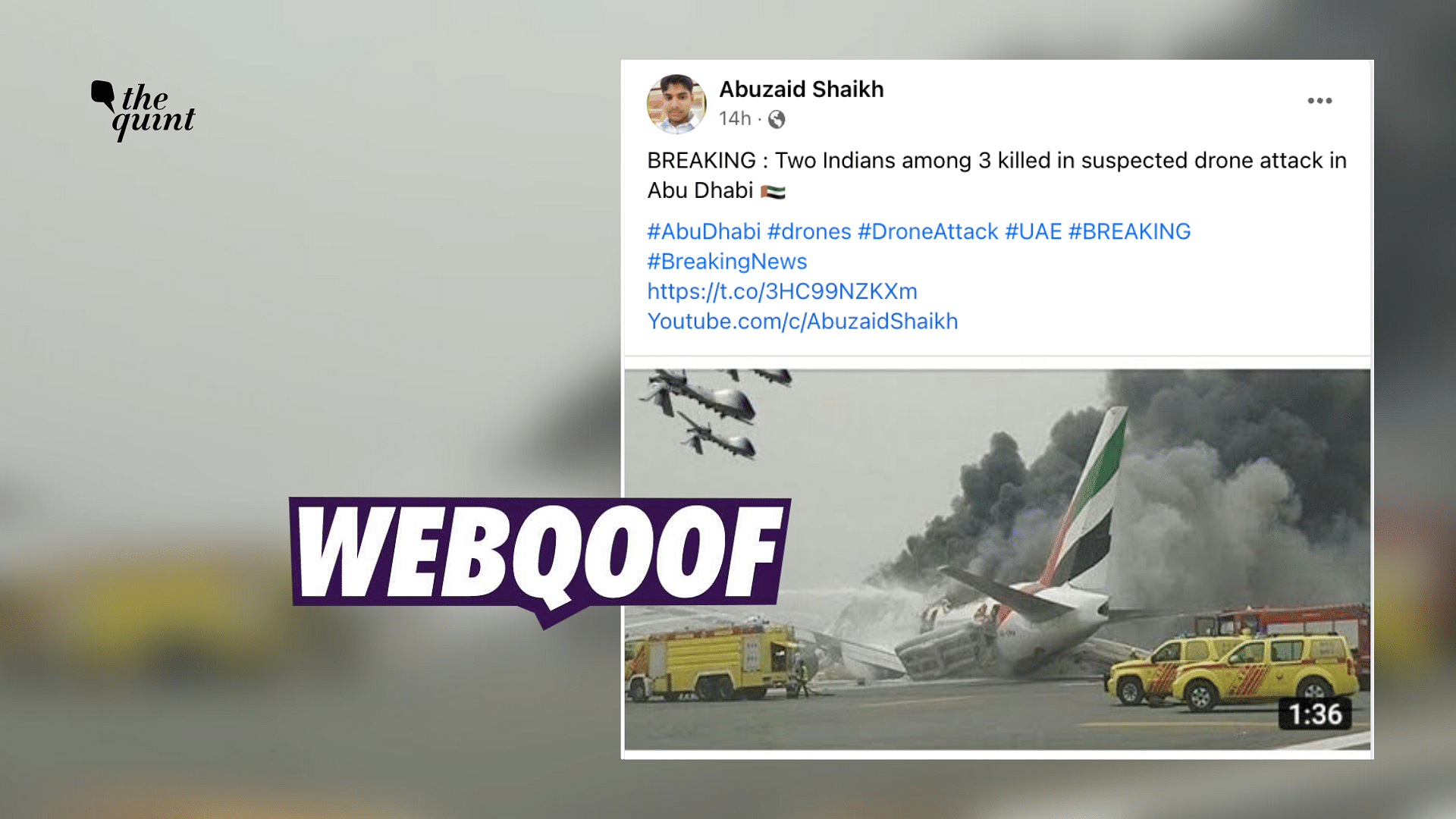 <div class="paragraphs"><p>The photo shows a 2016 plane crash in Dubai, UAE.</p></div>