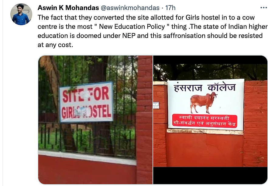Cow Research Centre at Delhi’s Hansraj College Draws Flak on Twitter
